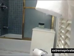 my sexy niece takes a shower in our bathroom